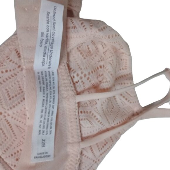 Women's Auden Pink Unlined Demi Coverage Underwire Lace Bra 32B NWT - Picture 6 of 7